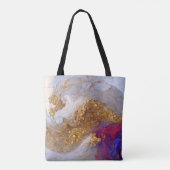 Weiße Marmorwirbel mit flüssigem Gold Tasche (Rückseite)