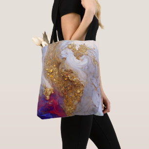 Weiße Marmorwirbel mit flüssigem Gold Tasche