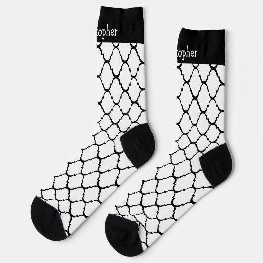 Weiße marokkanische Socken mit Musterdesign (Linkes Detail)