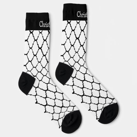Weiße marokkanische Socken mit Musterdesign (Rechts)
