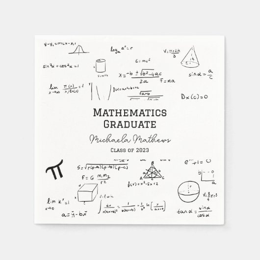Weiße Mathematik-Abschlussklasse der Graduierung Serviette (Vorderseite)