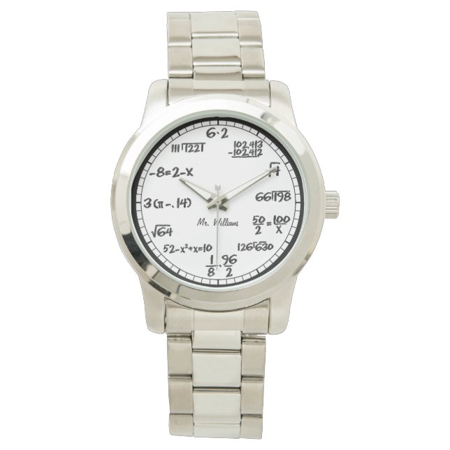 Weiße Mathematik-Gleichungen - benutzerdefinierte  Armbanduhr (Vorderseite)