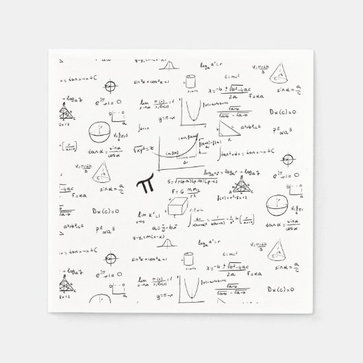 Weiße Mathematik-Gleichungen Grafikformeln als Mus Serviette (Vorderseite)