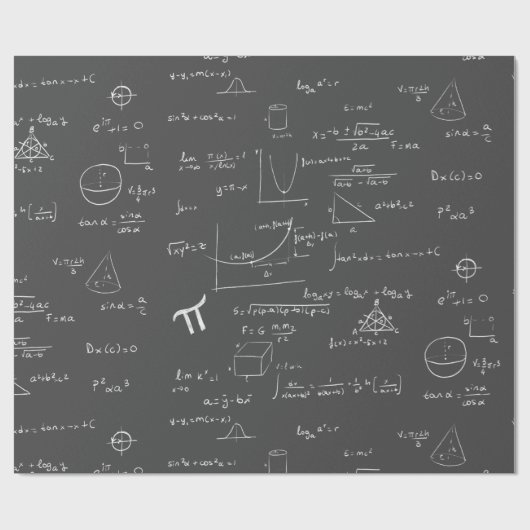 Weiße mathematische Formeln und Gleichungen Dunkel Geschenkpapier (Flach)