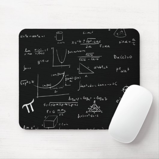 Weiße mathematische Formeln und Gleichungen Dunkel Mousepad (Mit Mouse)