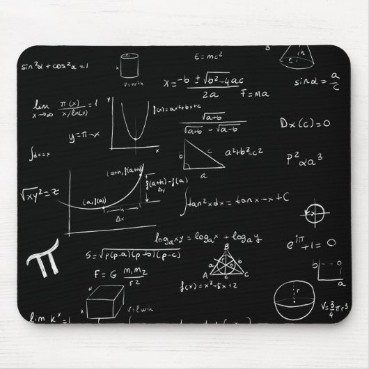 Weiße mathematische Formeln und Gleichungen Dunkel Mousepad (Vorne)