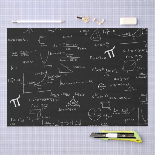 Weiße mathematische Formeln und Gleichungen Dunkel Seidenpapier (Handwerk)