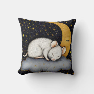 Weiße Maus, die auf einer Wolke schläft Kissen