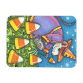 WEISSE MAUS IN CANDY CORN GARDEN, FARBFARBIG UND N MAGNET (Horizontal)