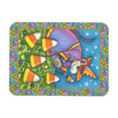 WEISSE MAUS IN CANDY CORN GARDEN, FARBFARBIG UND N MAGNET (Horizontal)