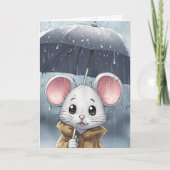 Weiße Maus mit Schirm Karte (Vorderseite)