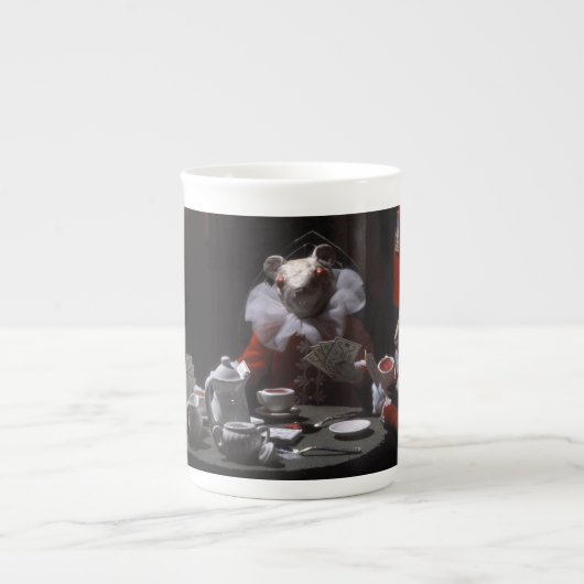 Weiße Mäuse am Tee - Blutester und rote Zeichenfol Porzellantasse (Vorderseite)