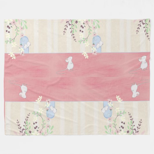 Weiße Mäuse auf Zuhause Fleece Blanket (Vorderseite (Horizontal))