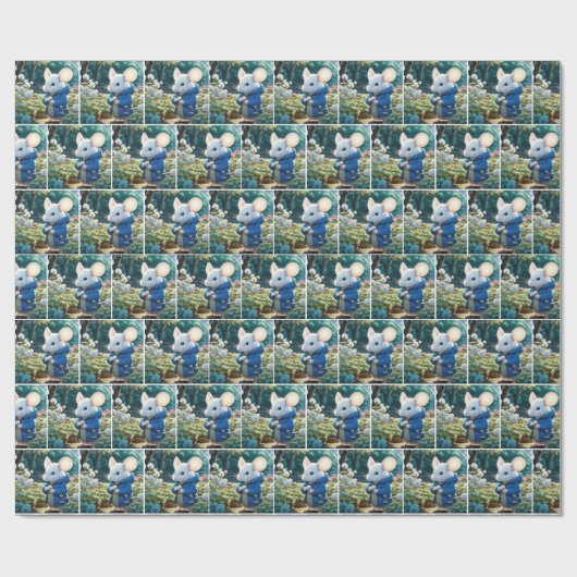 Weiße Mäuse im Garten Geschenkpapier (Flach)