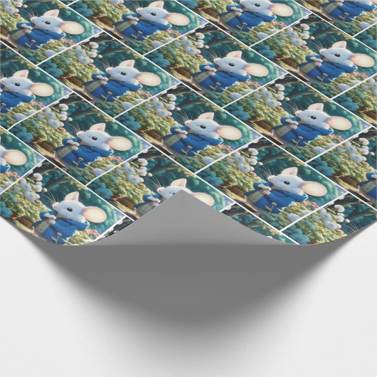 Weiße Mäuse im Garten Geschenkpapier (Ecke)