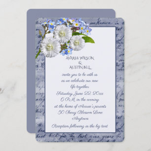 Weiße Mäuse und vergiss-Me-Nots Vintager Rahmen Einladung