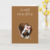 Weiße Mauskunst mit Schokoladenherz Karte (Gelbe Blume)