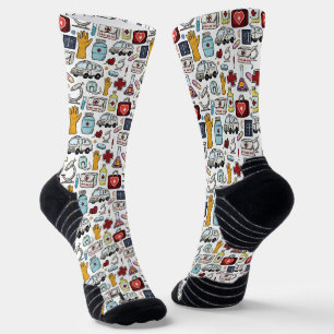 Weiße medizinische Sportbekleidung mit Aufdruck  Socken
