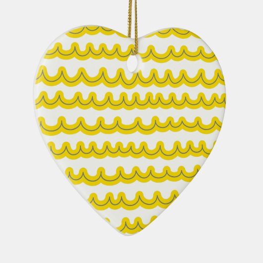 Weiße Meereswellen Gelb Keramikornament (Rechts)