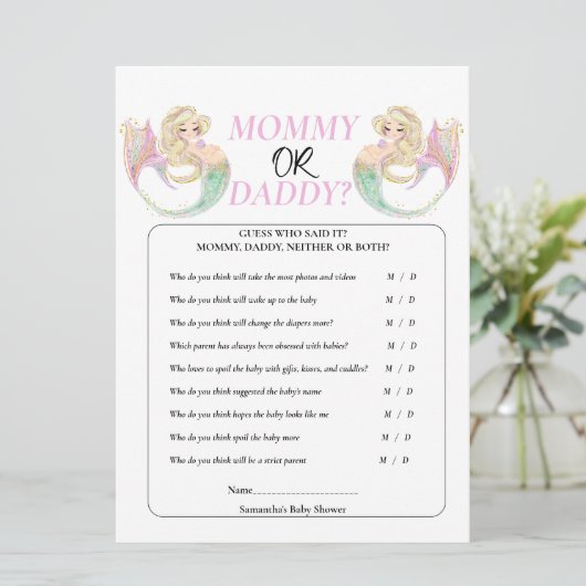 Weiße Meerjungfrau zu sein. Mommy oder Daddy Einladung (Stehend Vorderseite)