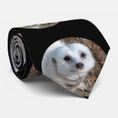 Weiße Meerkat, Mens Schwarz Silky Krawatte. Krawatte (Gerollt)