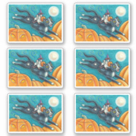 WEISSE MICE UND SCHWARZE KATZE AUF HALLOWEEN PUMPK AUFKLEBER