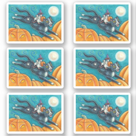 WEISSE MICK & SCHWARZE KATZE AUF HALLOWEEN SCAVENG AUFKLEBER (Vorderseite)