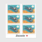 WEISSE MICK & SCHWARZE KATZE AUF HALLOWEEN SCAVENG AUFKLEBER (Blatt)