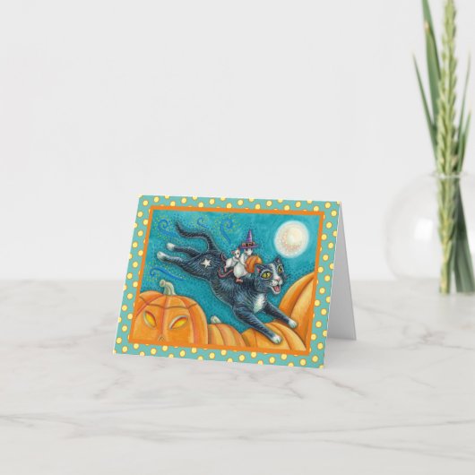 WEISSE MICK & SCHWARZE KATZE AUF HALLOWEEN SCAVENG KARTE (Vorderseite)