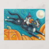 WEISSE MICK & SCHWARZE KATZE AUF HALLOWEEN SCAVENG POSTKARTE (Vorderseite)