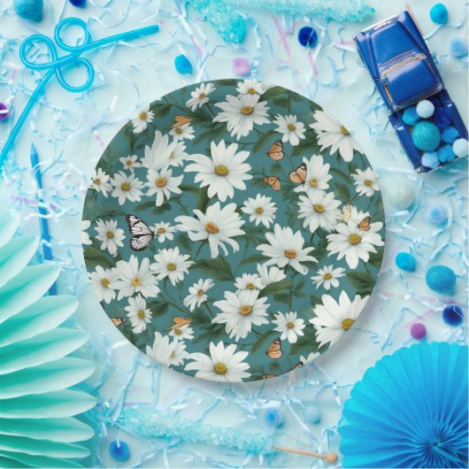 Weiße Milch und Schmetterlinge Pappteller (Party)