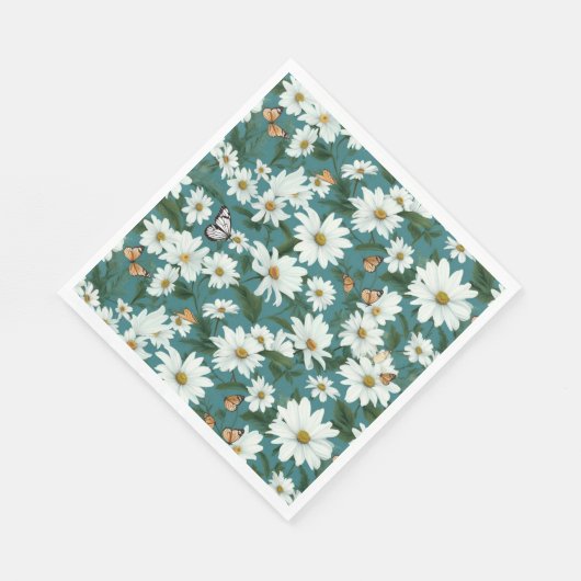 Weiße Milch und Schmetterlinge Serviette (Ecke)