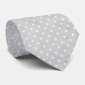 Weiße Mini-Polka-Dots auf hellgrauer Krawatte (Gerollt)