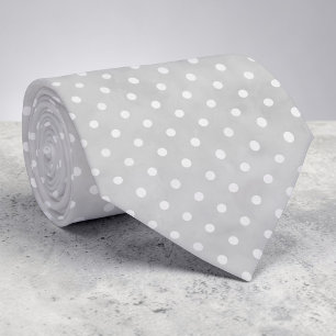 Weiße Mini-Polka-Dots auf hellgrauer Krawatte