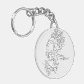 Weiße Minimal Abstrakte Blüte Schlüsselanhänger (Vorderseite links)