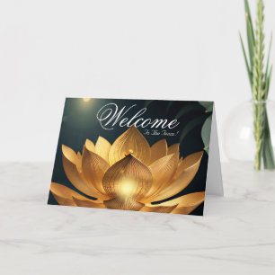 Weiße Minimal-Lotus-Willkommens-Grußkarte Karte