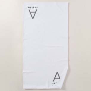 Weiße Minimal moderne Monogramm erstes Strandtuch