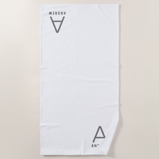 Weiße Minimal moderne Monogramm erstes Strandtuch (Vorderseite)