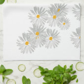 Weiße, minimale Blume Geschirrtuch (Gefaltet)