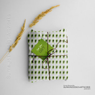 Weiße minimale grüne Blumenverpackungspapier Geschenkpapier