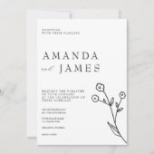 Weiße Minimalistische Elegante Blumenhochzeit Einladung (Vorderseite)