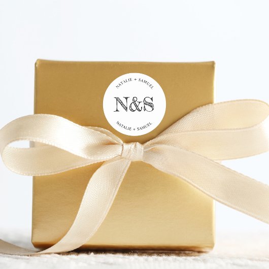 Weiße Minimalistische Elegante kühne Initialen Hoc Runder Aufkleber