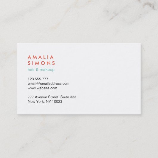 Weiße Minimalistische Geschäfts-Karten Visitenkarte (Rückseite)