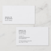 Weiße Minimalistische Geschäfts-Karten Visitenkarte (Vorne/Hinten)