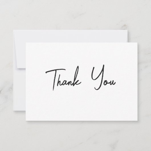 Weiße Minimalistische Hochzeit Dankeskarte (Vorderseite)