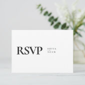 Weiße Minimalistische Hochzeit RSVP Karte (Stehend Vorderseite)