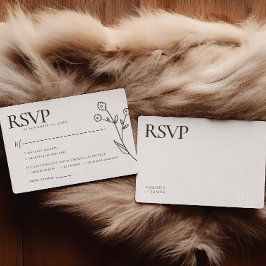 Weiße Minimalistische Hochzeit RSVP Karte