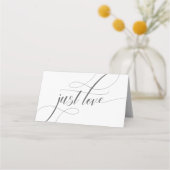 Weiße Minimalistische Kalligraphie Faltenbildung P Platzkarte (Rückseite)