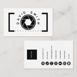 Weiße minimalistische Kamera Fotograf Geschäftskar Visitenkarte