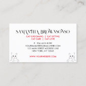 Weiße Minimalistische, moderne natürliche Katze Visitenkarte (Rückseite)